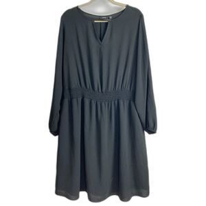 APT.9 Black Pleated Midi Dress XL Cold Shoulder Keyhole Lined Stretch Workwear